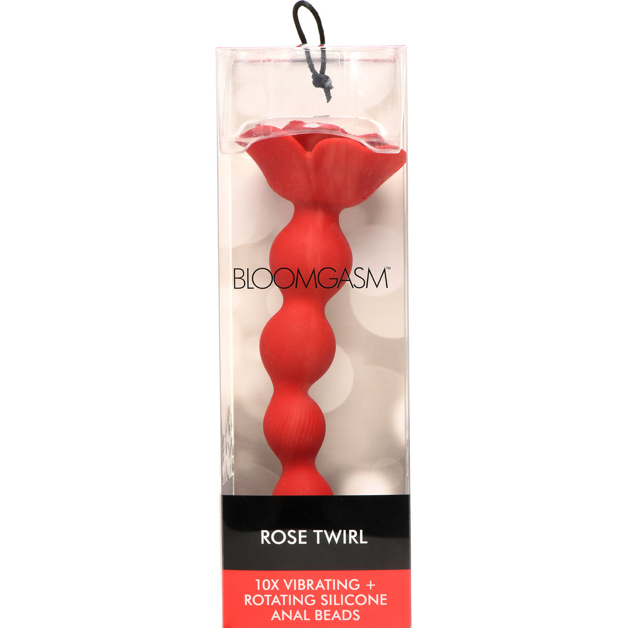 Bloomgasm Rose Twirl 10X Vibrating & Rotating Rechargeable Silicone Anal Beads - Red