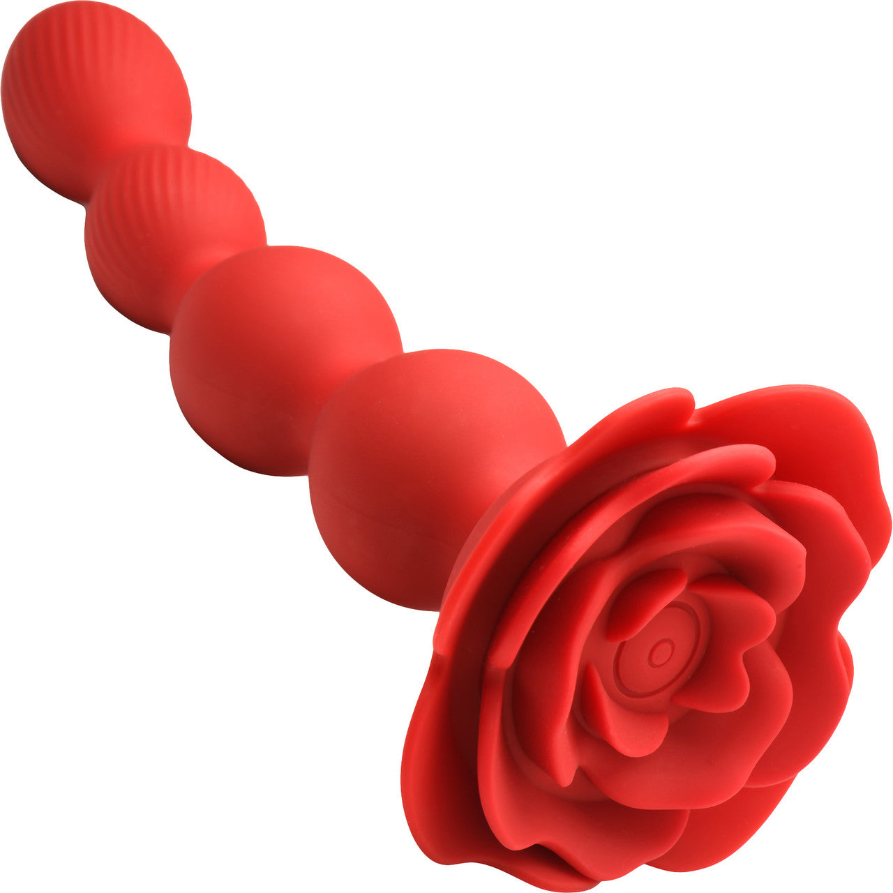 Bloomgasm Rose Twirl 10X Vibrating & Rotating Rechargeable Silicone Anal Beads - Red