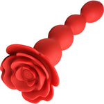 Bloomgasm Rose Twirl 10X Vibrating & Rotating Rechargeable Silicone Anal Beads - Red