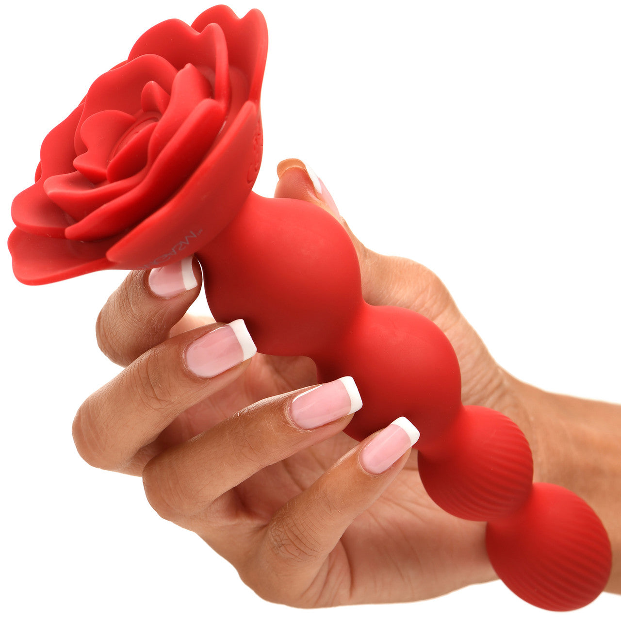 Bloomgasm Rose Twirl 10X Vibrating & Rotating Rechargeable Silicone Anal Beads - Red