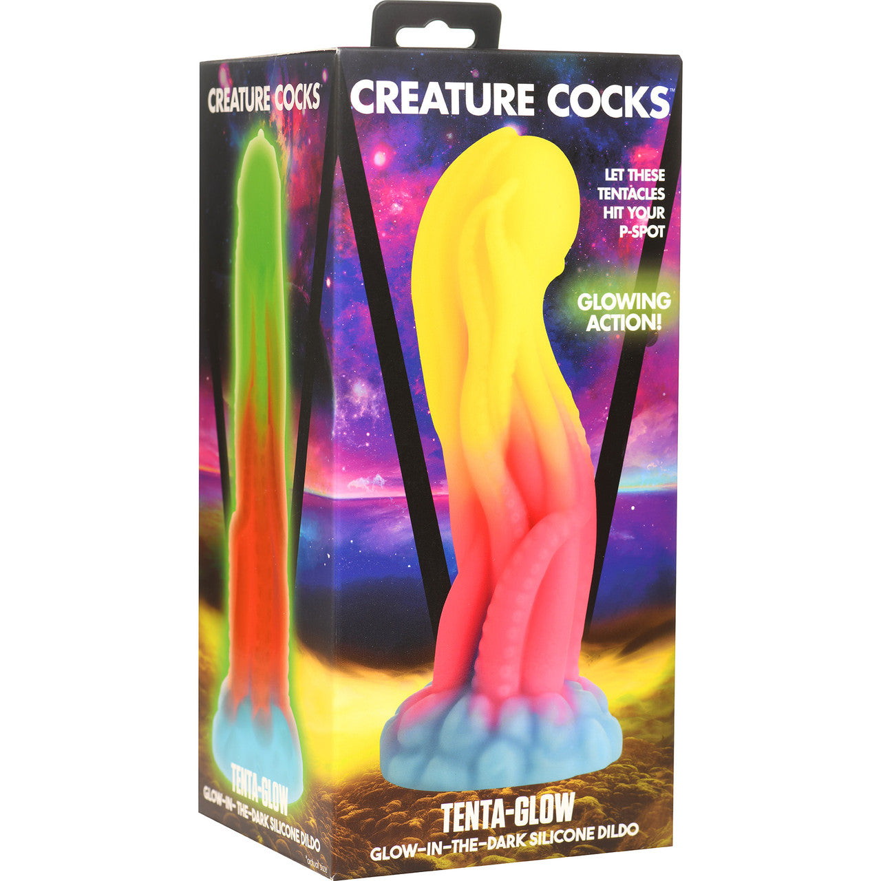 Tenta-Glow 8.5" Silicone Glow In The Dark Suction Cup Dildo By Creature Cocks