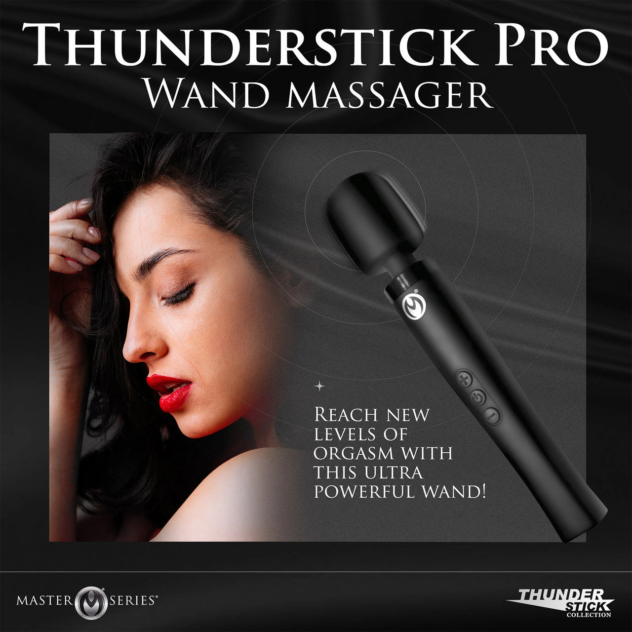 Master Series Thunderstick Pro Rechargeable Waterproof Silicone Ultra Powerful Wand Massager - Black