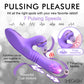 Shegasm Pro-Thrust Max Rechargeable Silicone Thrusting Warming Pulsing Rabbit Vibrator - Purple