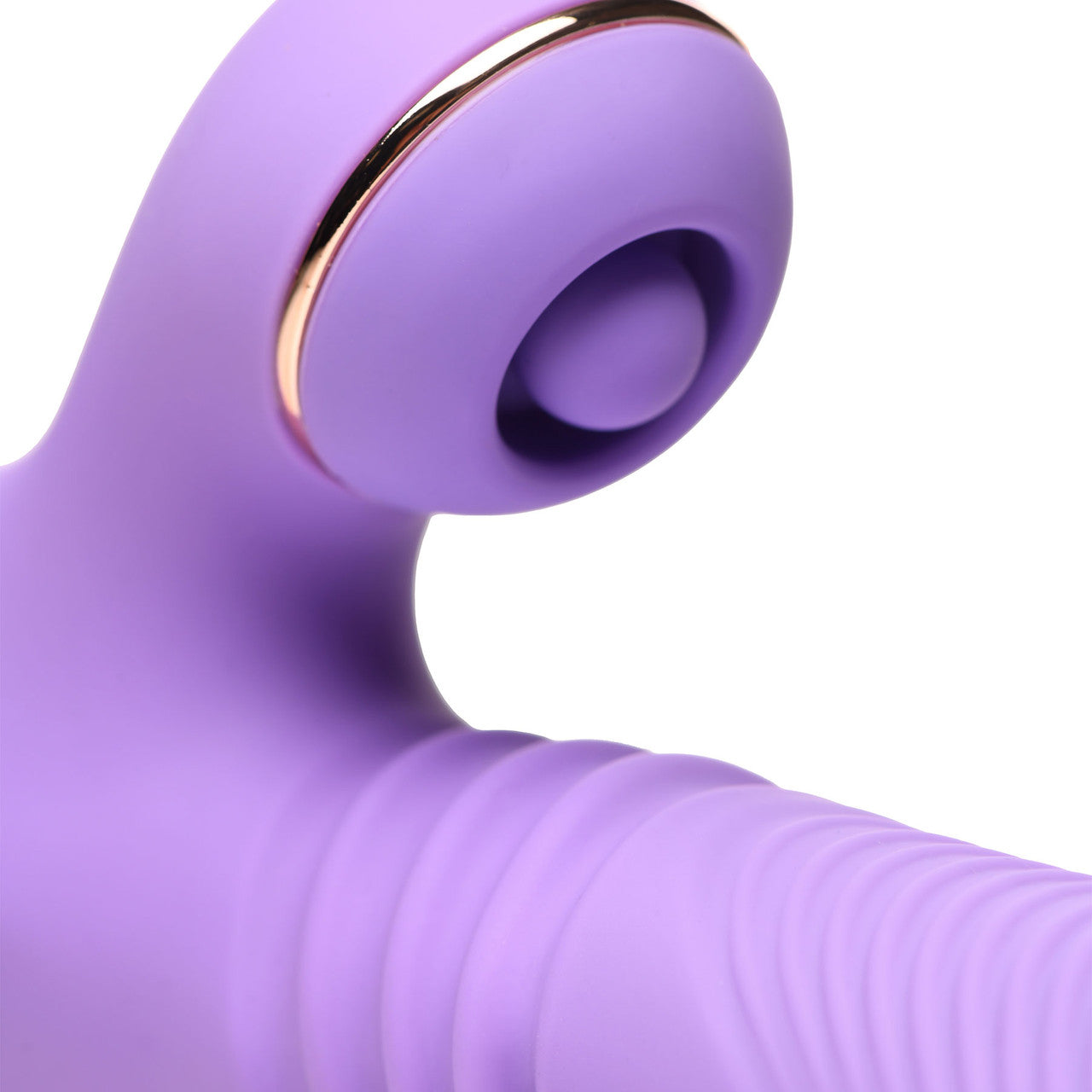 Shegasm Pro-Thrust Max Rechargeable Silicone Thrusting Warming Pulsing Rabbit Vibrator - Purple