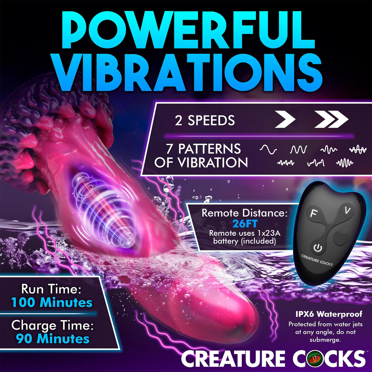 Xenox 8.75" Rechargeable Vibrating Silicone Suction Cup Dildo With Remote By Creature Cocks