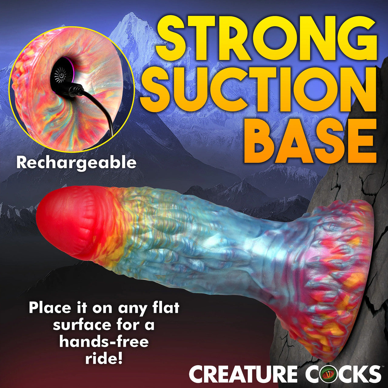 Rainbow Phoenix 6.75" Rechargeable Vibrating Silicone Suction Cup Dildo With Remote By Creature Cocks