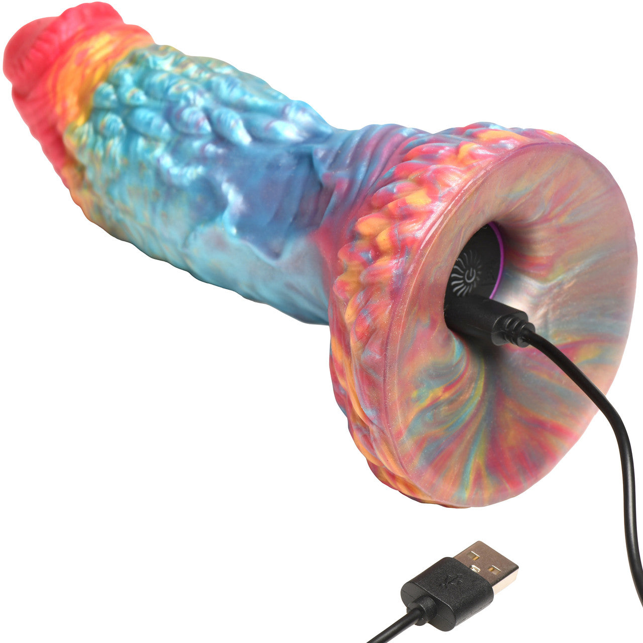 Rainbow Phoenix 6.75" Rechargeable Vibrating Silicone Suction Cup Dildo With Remote By Creature Cocks