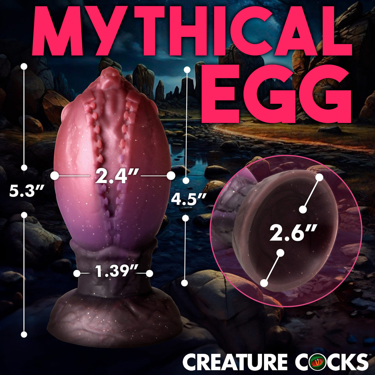 Dragon Hatch Silicone Egg 5.25" Butt Plug With Suction Cup By Creature Cocks - Large