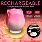 Bloomgasm Pulsing Petals Throbbing Rose Stimulator Rechargeable Clitoral Vibrator - Pink & White