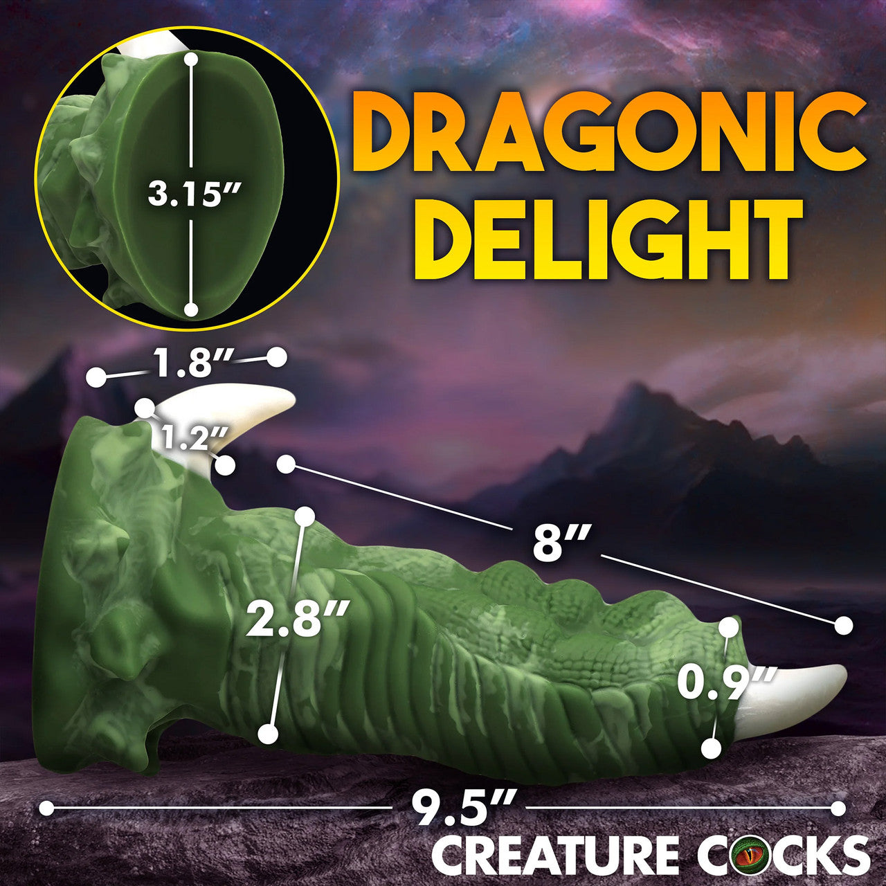 Dragon Claw 9.5" Silicone Dual Stimulation Suction Cup Dildo By Creature Cocks