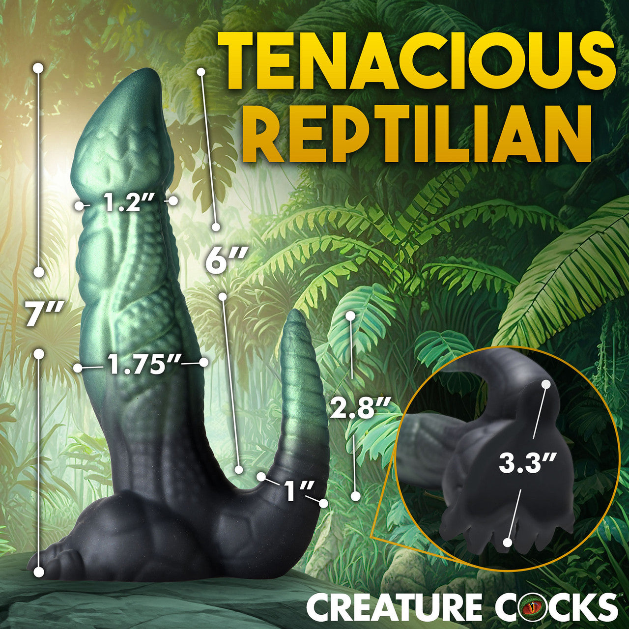 Dickosaur 7.25" Silicone Dual Stimulation Suction Cup Dildo By Creature Cocks