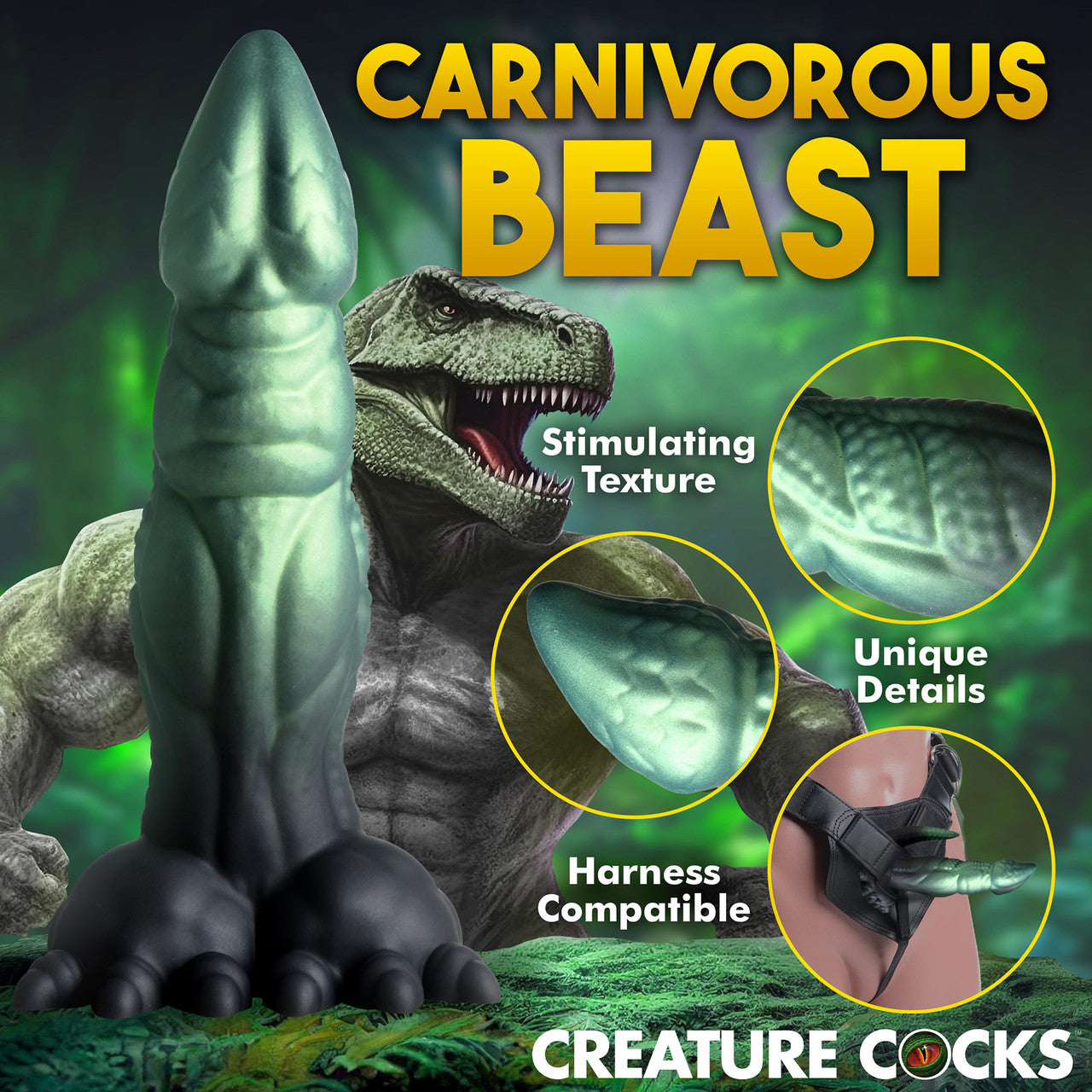 Dickosaur 7.25" Silicone Dual Stimulation Suction Cup Dildo By Creature Cocks