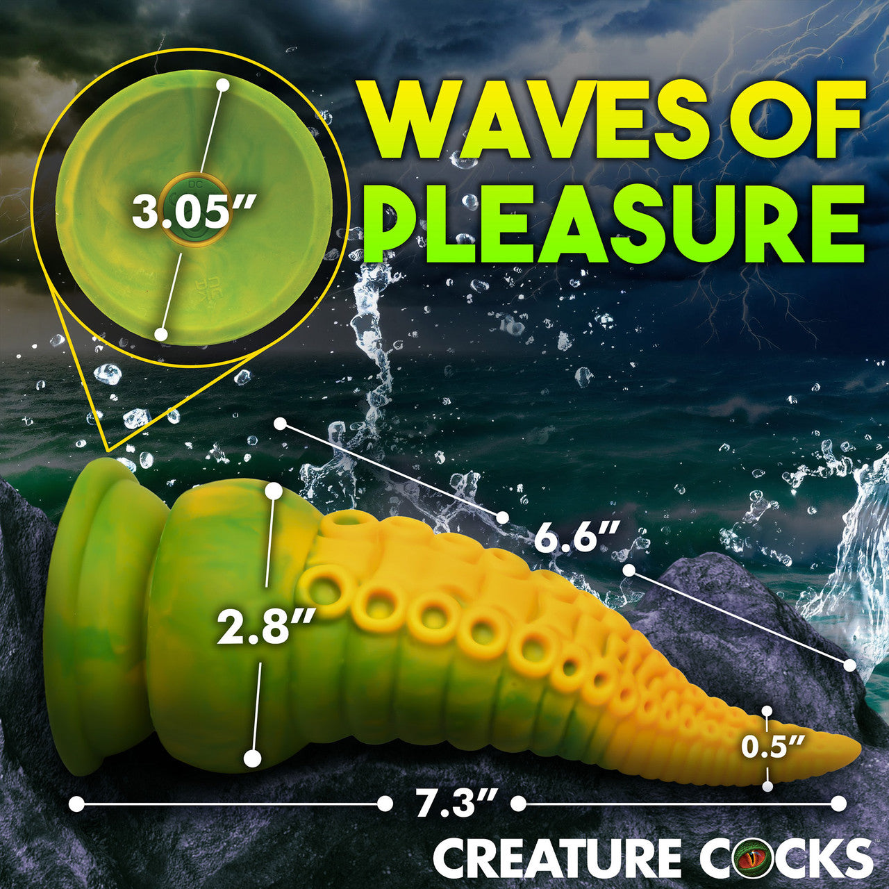 Monstropus 2.0 Tentacle 7.25" Rechargeable Vibrating Silicone Suction Cup Dildo By Creature Cocks