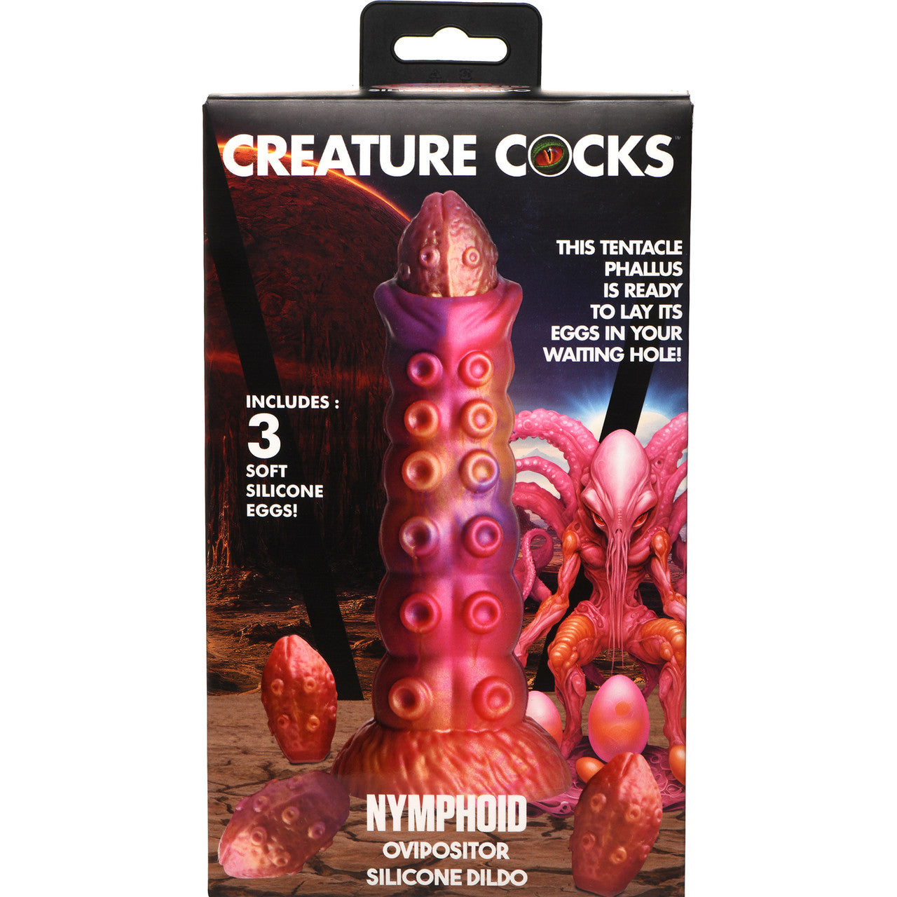 Nymphoid 6.5" Silicone Ovipositor Dildo With Eggs By Creature Cocks