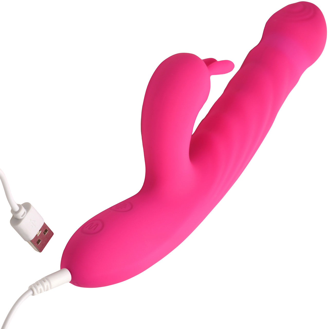 BANG! Thrusting & Vibrating Rabbit Rechargeable Silicone Dual Stimulation Vibrator - Pink