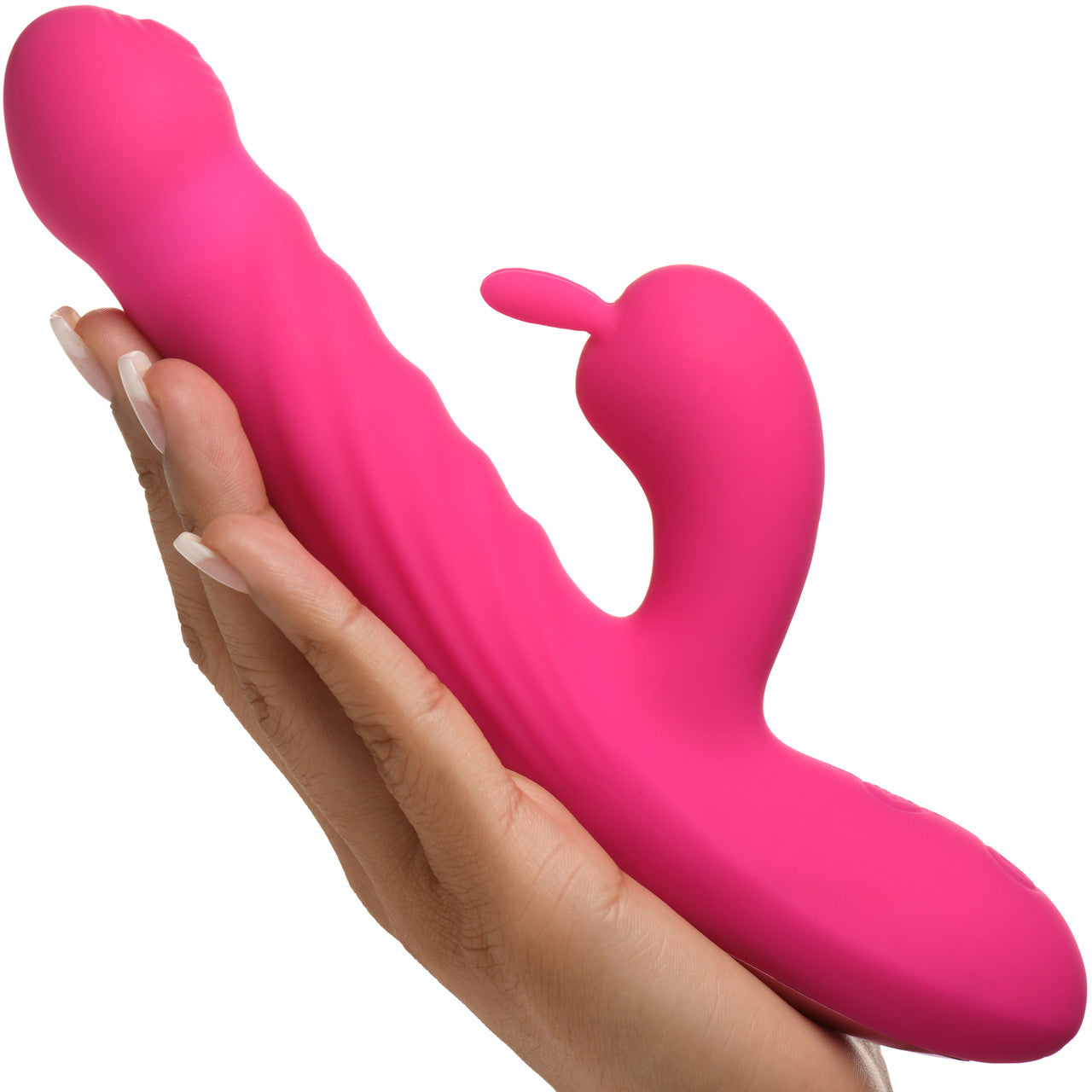 BANG! Thrusting & Vibrating Rabbit Rechargeable Silicone Dual Stimulation Vibrator - Pink