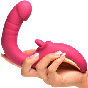 Lickgasm Tease & Please Rechargeable Silicone Thrusting & Licking Dual Stimulation Vibrator - Pink