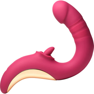 Lickgasm Tease & Please Rechargeable Silicone Thrusting & Licking Dual Stimulation Vibrator - Pink