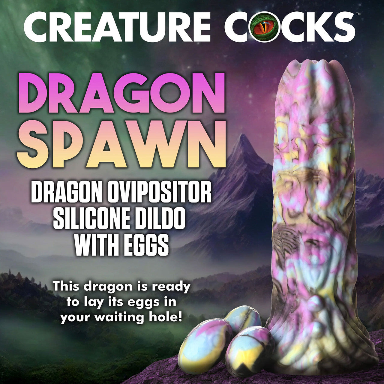 Dragon Spawn 7.25" Silicone Ovipositor Dildo With Eggs By Creature Cocks