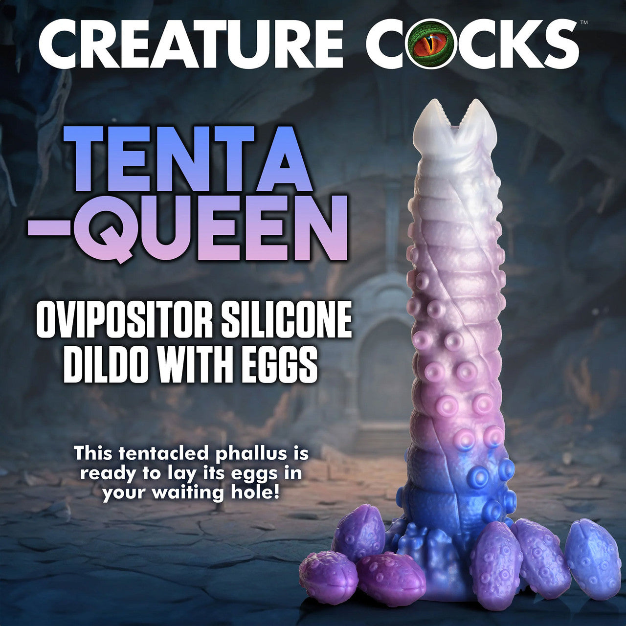 Tenta-Queen 11.5" Silicone Ovipositor Dildo With Eggs By Creature Cocks