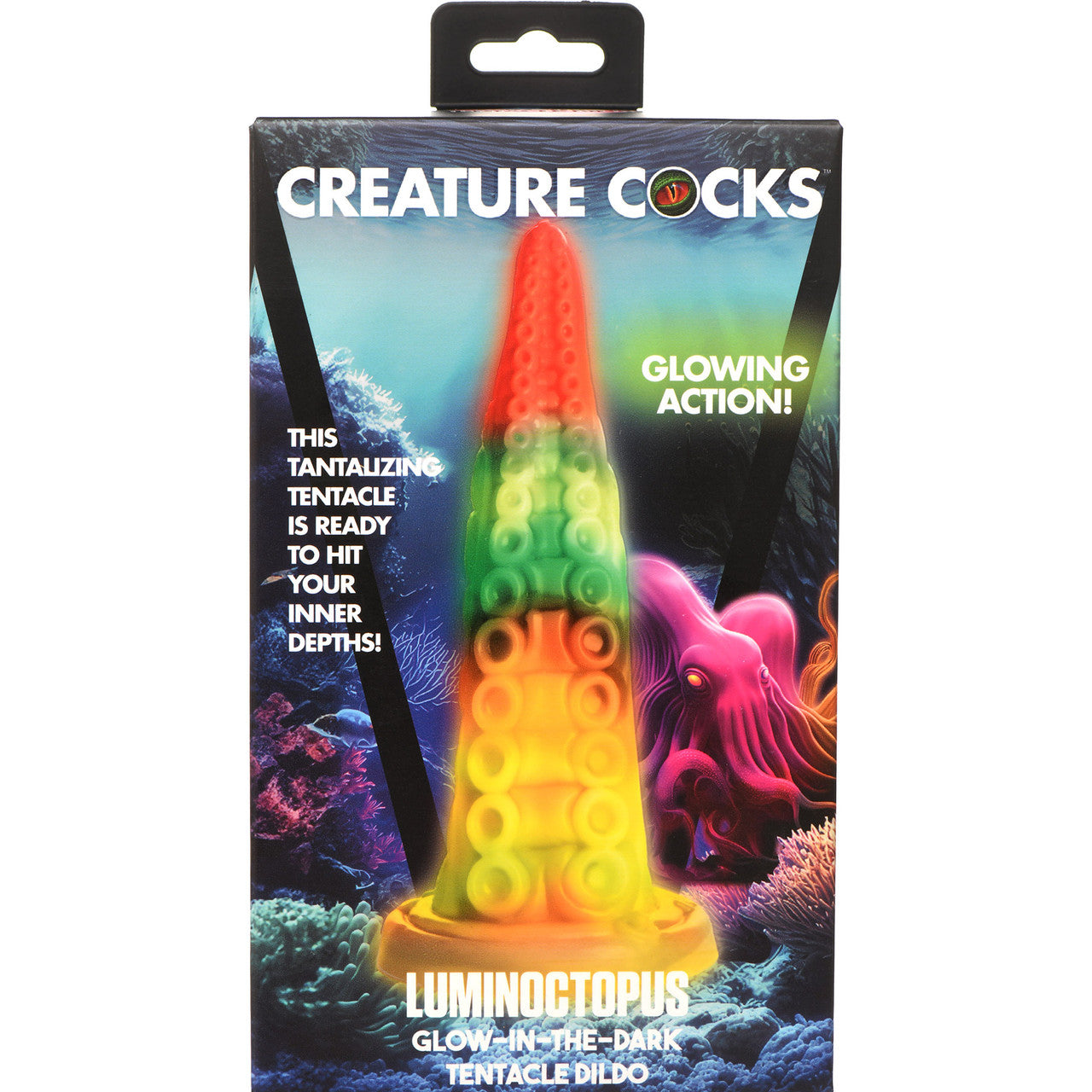 Luminoctopus 7.25" Glow In The Dark Tentacle Silicone Suction Cup Dildo By Creature Cocks