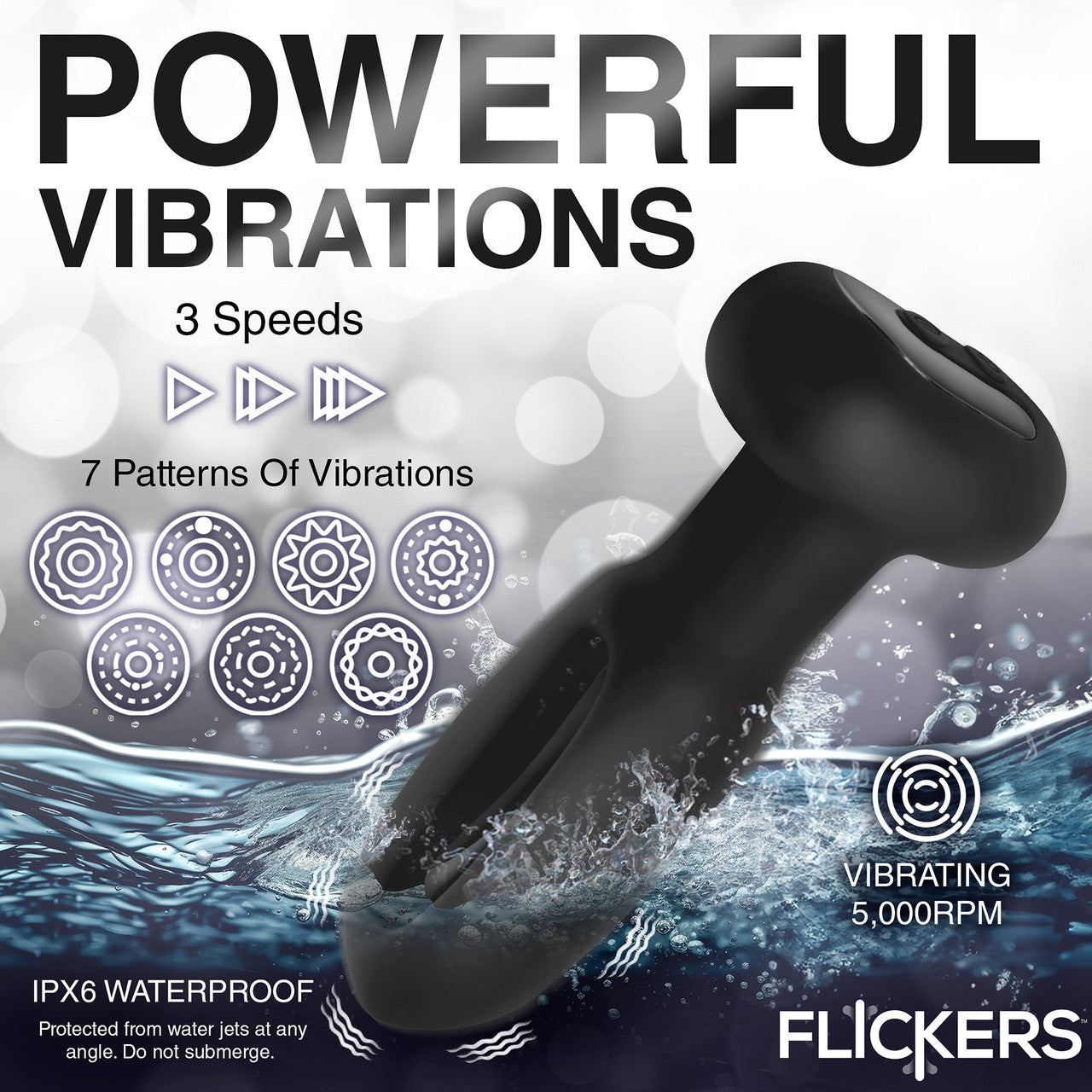 INMI Flickers Bum Flick Rechargeable Silicone Flicking & Vibrating Butt Plug With Remote - Black