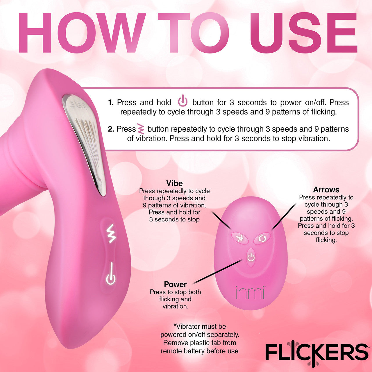 INMI Flickers G-Flick Rechargeable Silicone Flicking G-Spot Vibrator With Remote - Pink