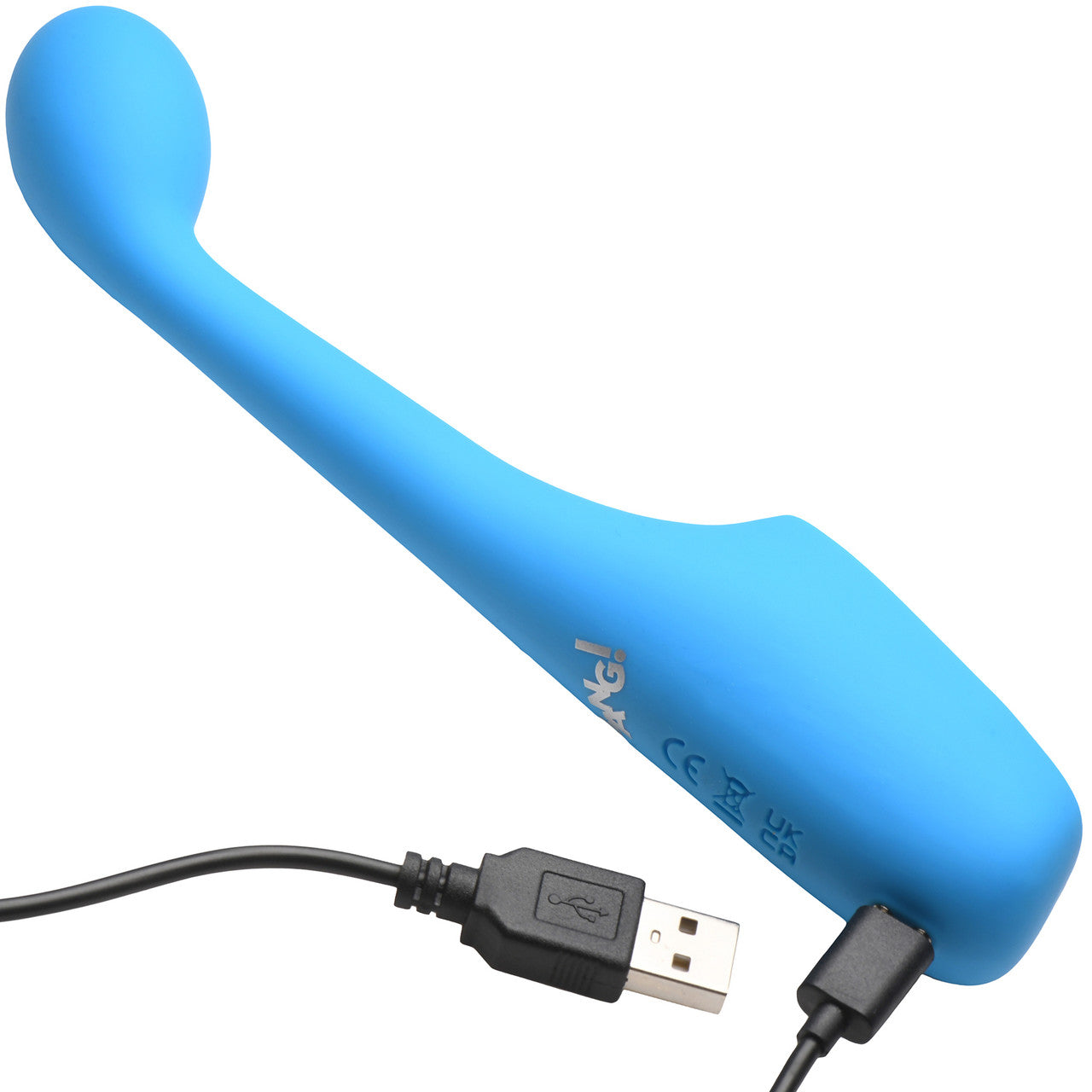 BANG! Digital Display Rechargeable Waterproof Silicone G-Spot Vibrator - Blue