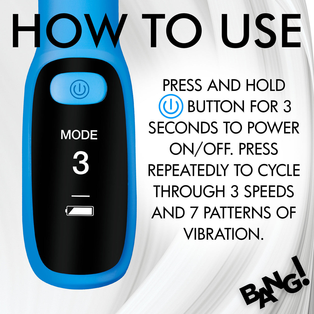 BANG! Digital Display Rechargeable Waterproof Silicone G-Spot Vibrator - Blue