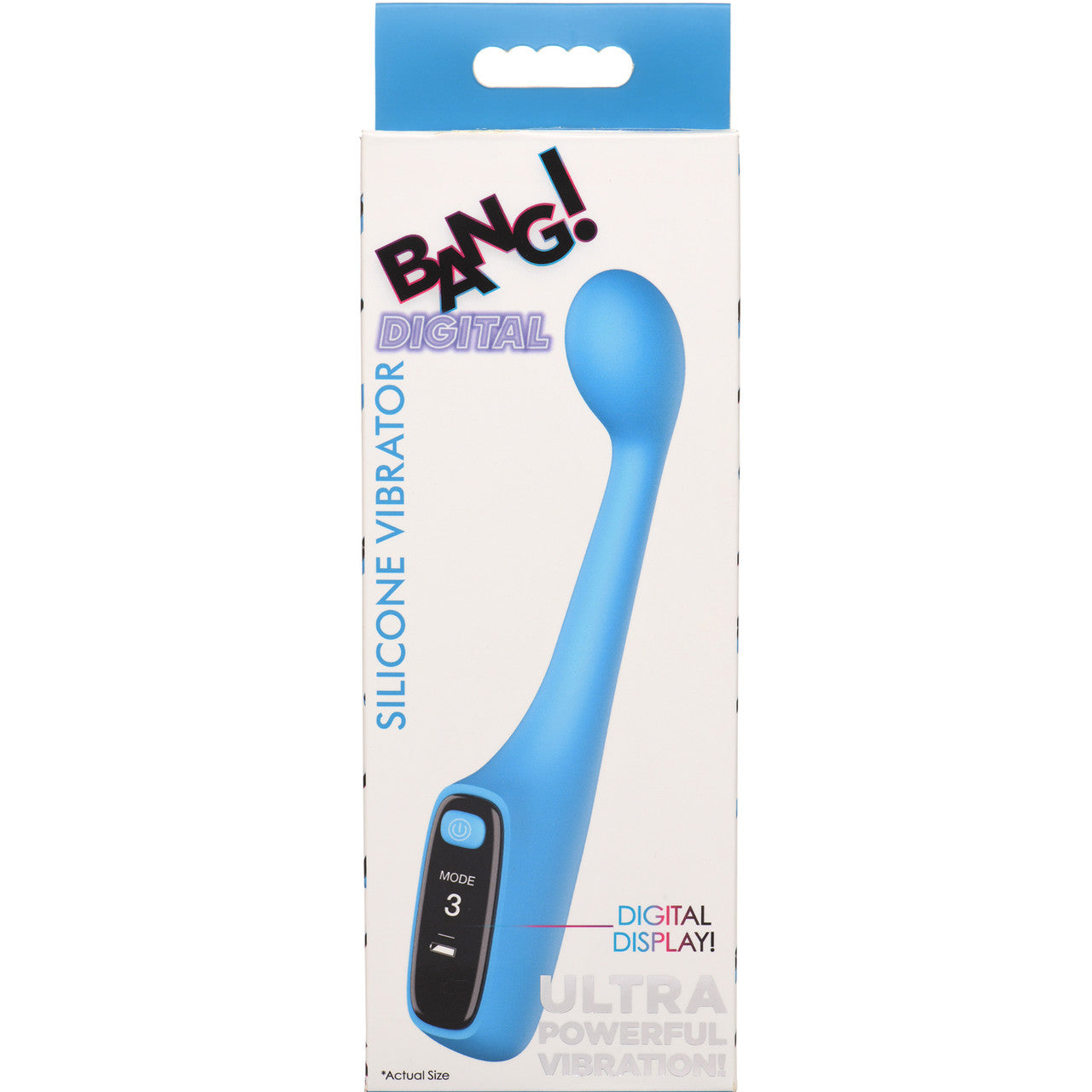 BANG! Digital Display Rechargeable Waterproof Silicone G-Spot Vibrator - Blue