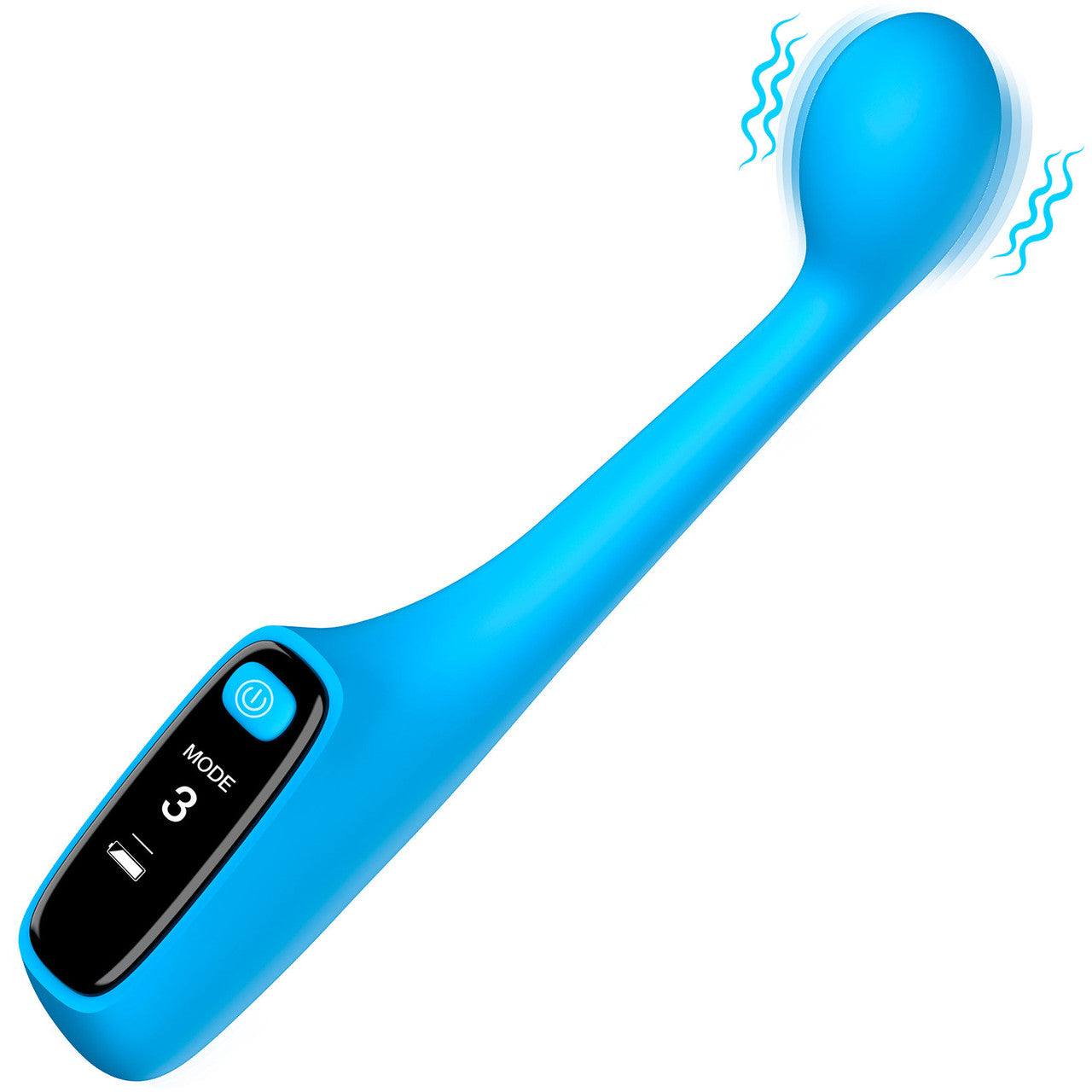 BANG! Digital Display Rechargeable Waterproof Silicone G-Spot Vibrator - Blue