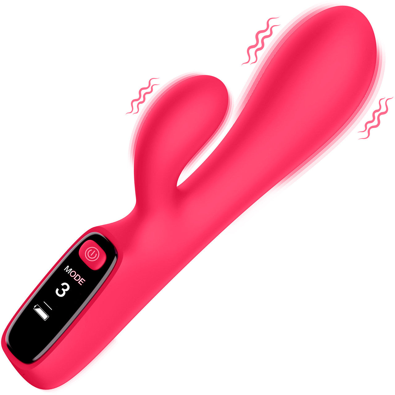 BANG! Digital Display Rechargeable Waterproof Silicone Dual Stimulation Vibrator - Pink