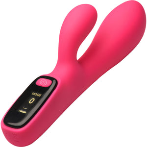 BANG! Digital Display Rechargeable Waterproof Silicone Dual Stimulation Vibrator - Pink