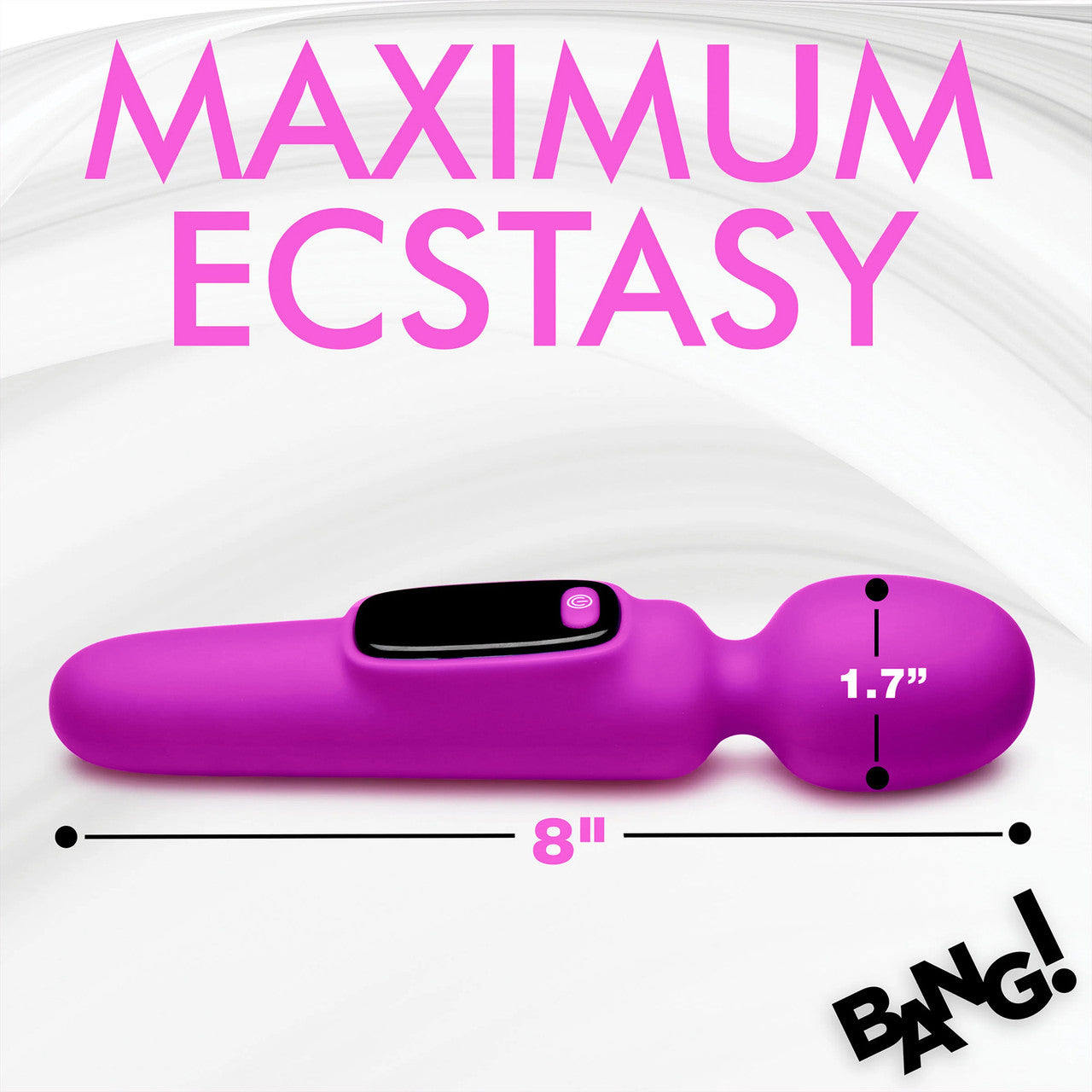 BANG! Digital Display Rechargeable Waterproof Silicone Wand Style Vibrator - Purple