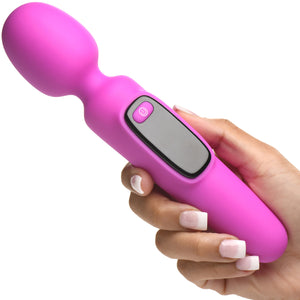 BANG! Digital Display Rechargeable Waterproof Silicone Wand Style Vibrator - Purple