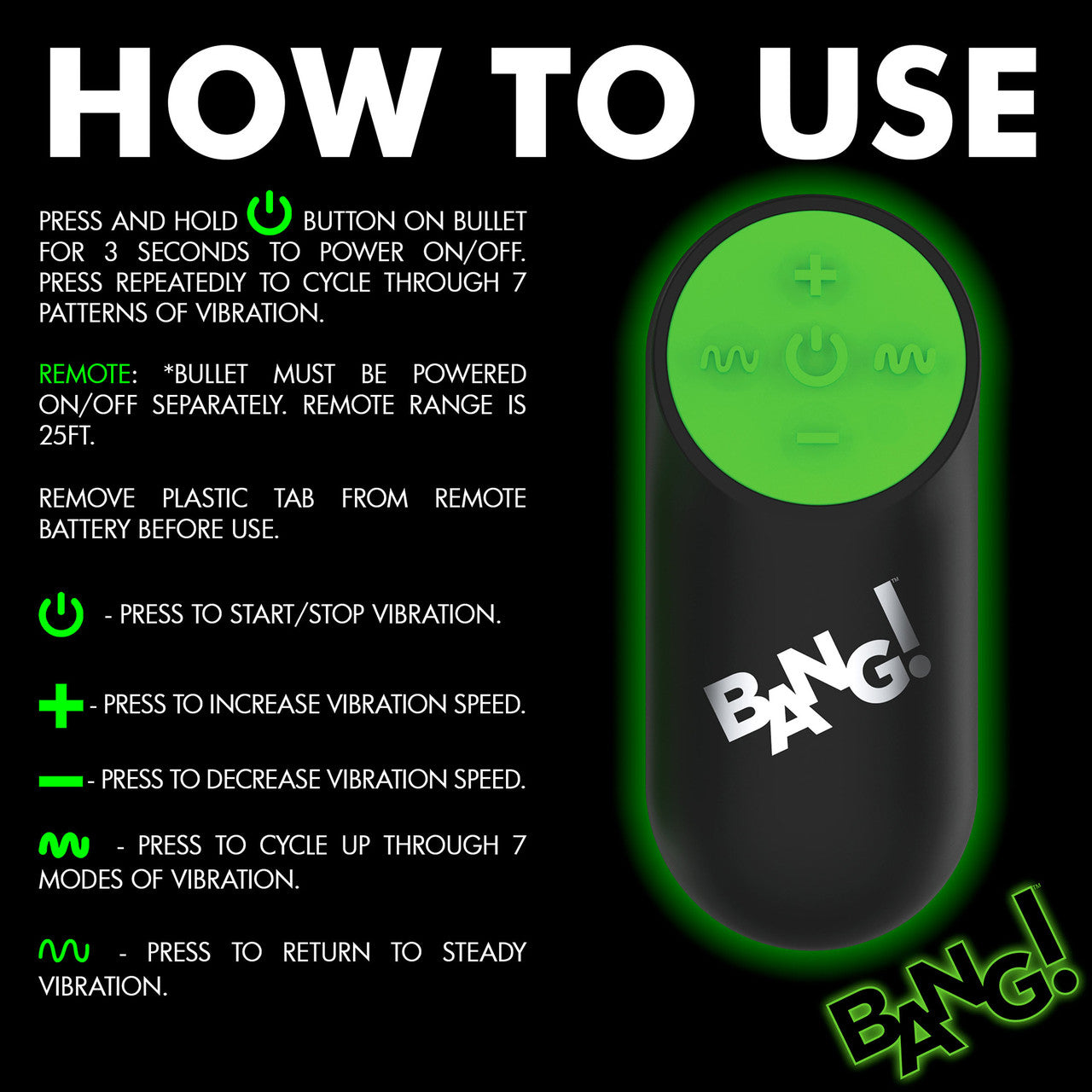 BANG! 21X Rechargeable Waterproof Vibrating Glow In The Dark Silicone BANG! 21X Rechargeable Waterproof Vibrating Glow In The Dark Silicone