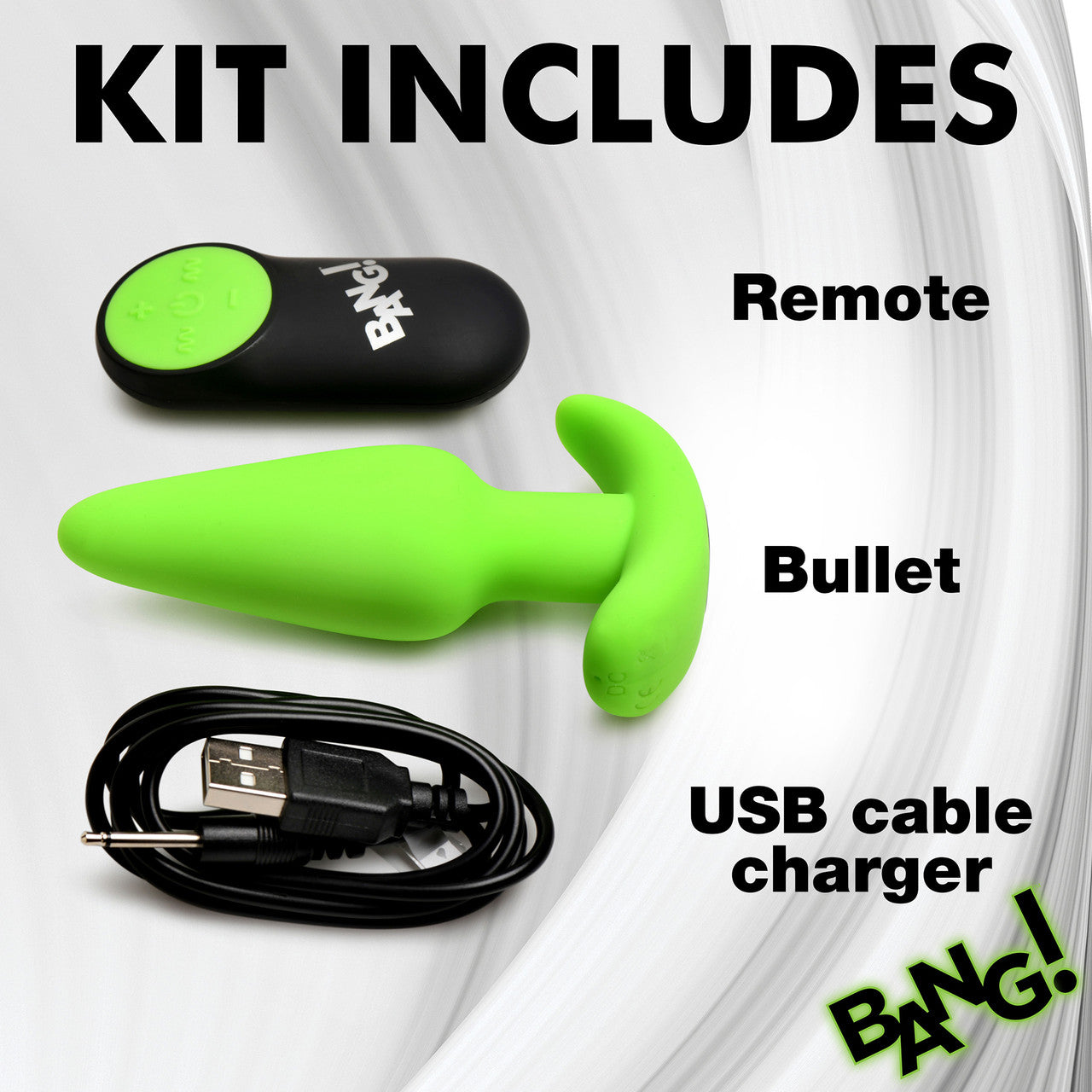 BANG! 21X Rechargeable Waterproof Vibrating Glow In The Dark Silicone BANG! 21X Rechargeable Waterproof Vibrating Glow In The Dark Silicone