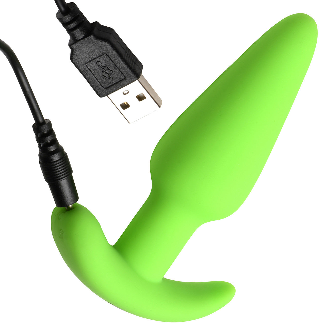 BANG! 21X Rechargeable Waterproof Vibrating Glow In The Dark Silicone Butt Plug With Remote - Green