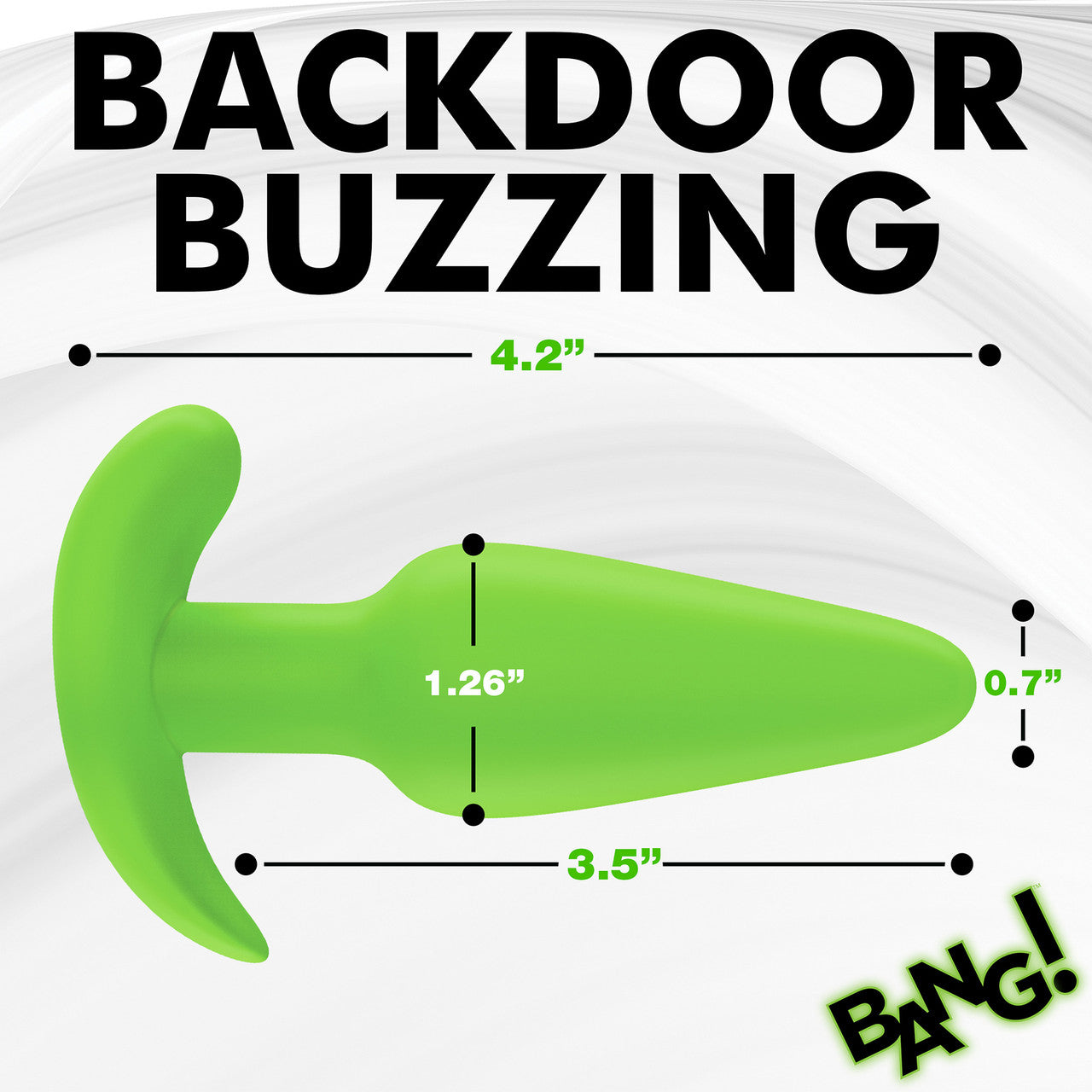 BANG! 21X Rechargeable Waterproof Vibrating Glow In The Dark Silicone Butt Plug With Remote - Green