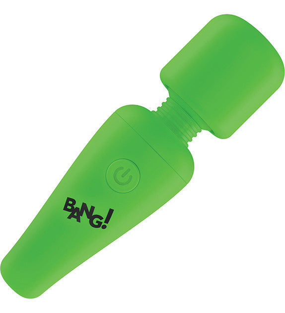 BANG! 10X Rechargeable Silicone Glow In The Dark Mini Wand Vibrator - Green