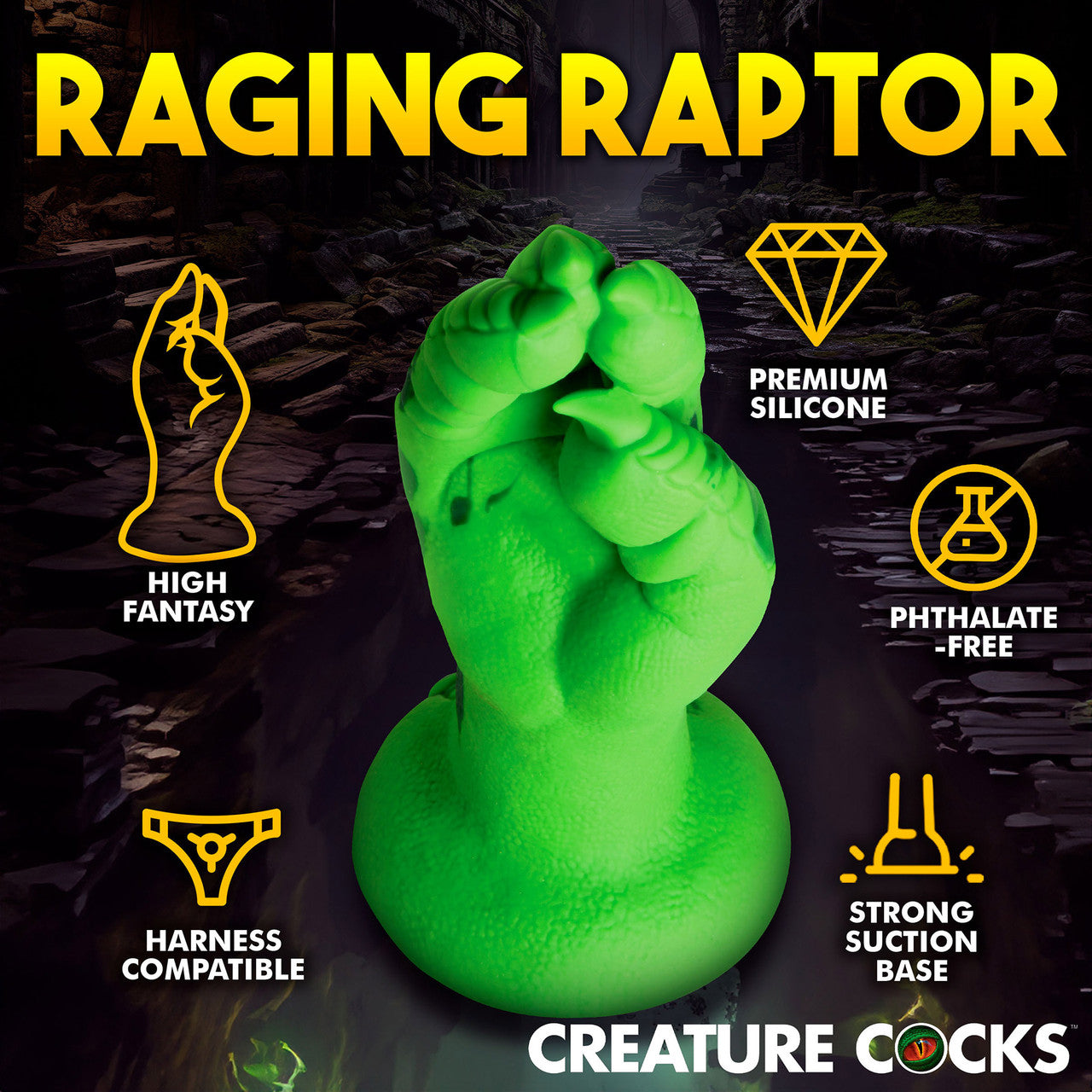 Raptor Claw 8.5" Fisting Silicone Suction Cup Dildo By Creature Cocks