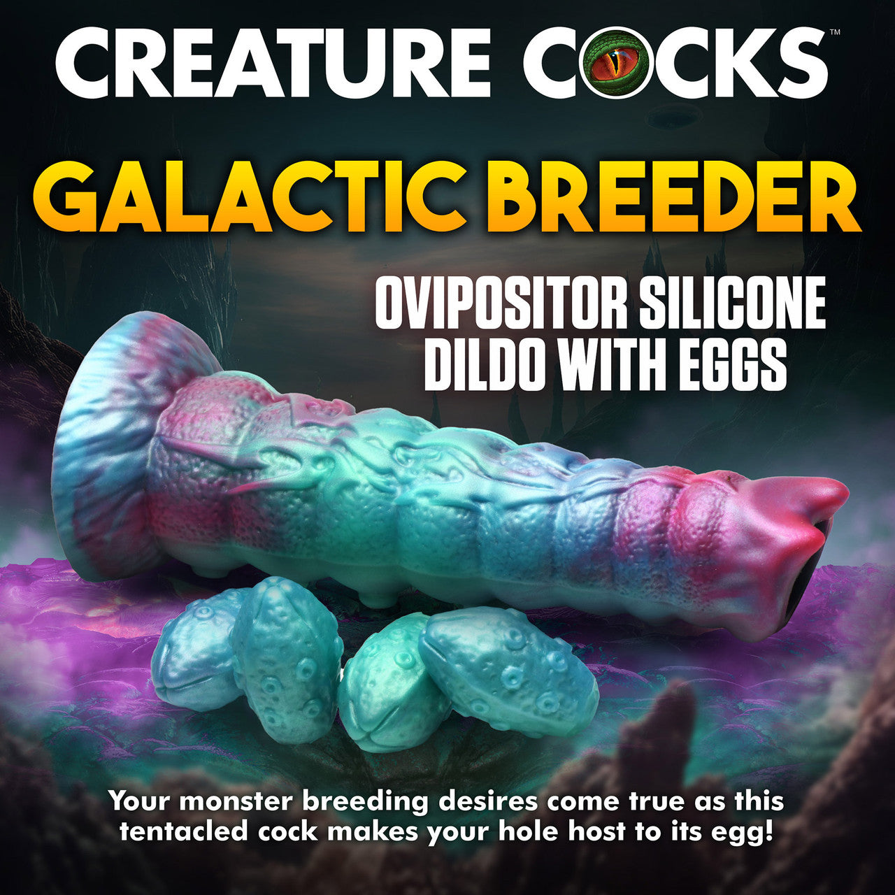 Galactic Breeder 8.75" Silicone Ovipositor Dildo With Eggs By Creature Cocks