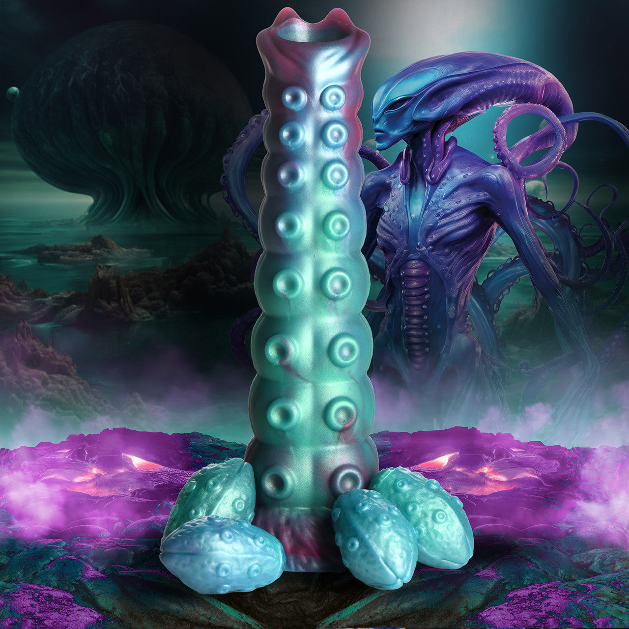 Galactic Breeder 8.75" Silicone Ovipositor Dildo With Eggs By Creature Cocks