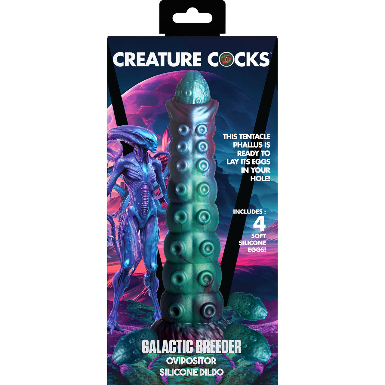 Galactic Breeder 8.75" Silicone Ovipositor Dildo With Eggs By Creature Cocks