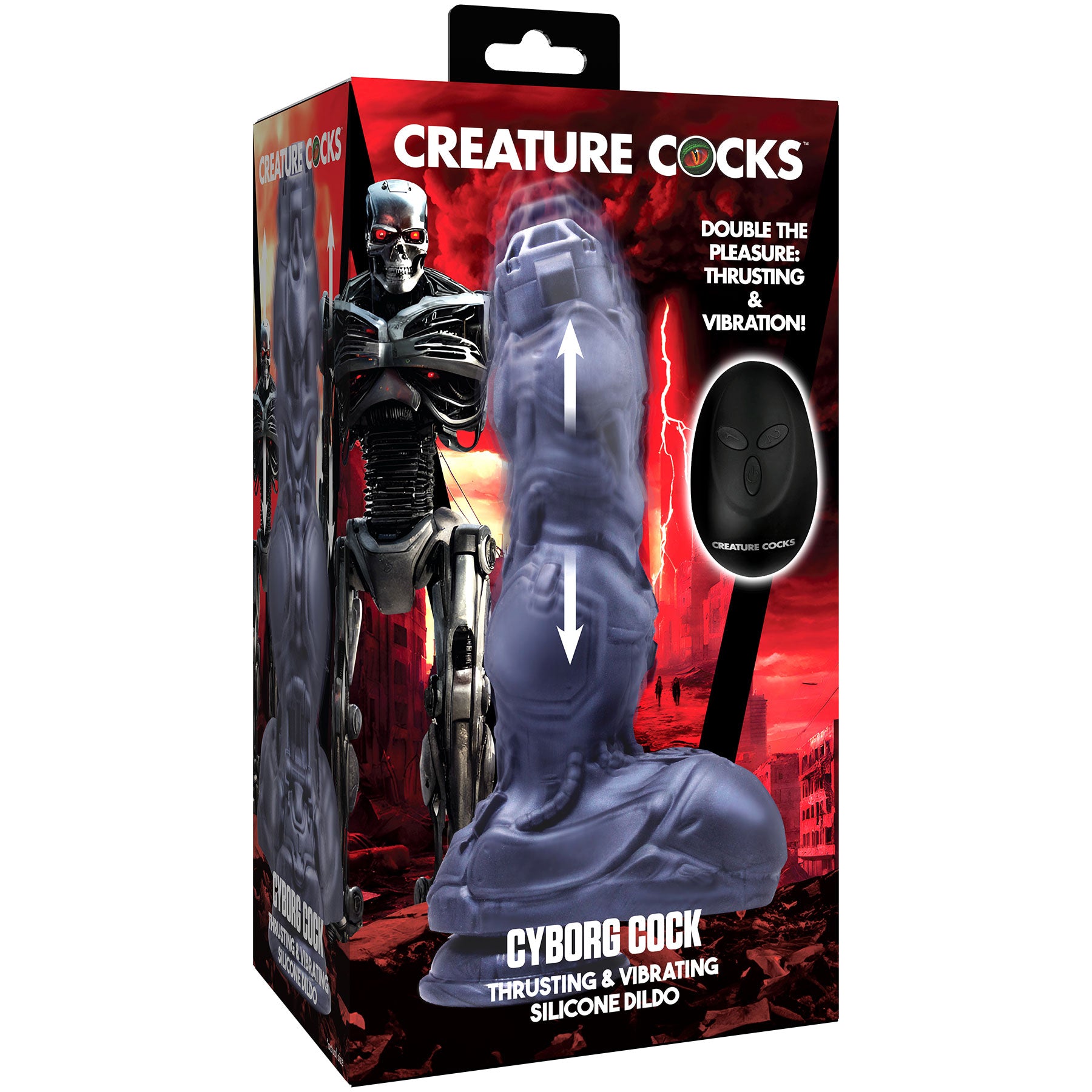 Cyborg 8.8" Thrusting & Vibrating Silicone Suction Cup Dildo By Creature Cocks