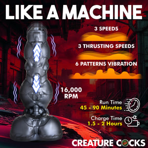 Cyborg 8.8" Thrusting & Vibrating Silicone Suction Cup Dildo By Creature Cocks