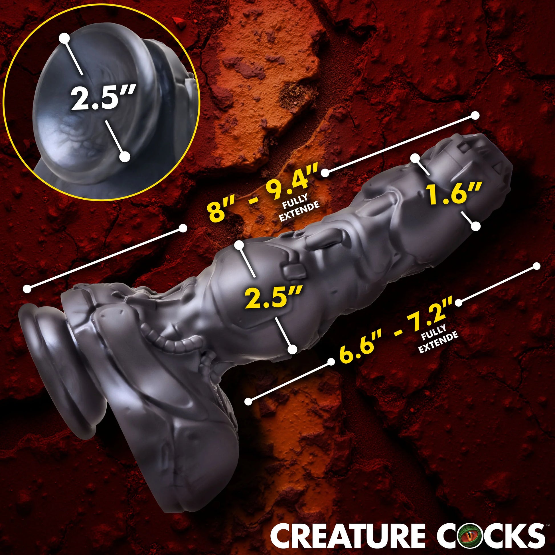 Cyborg 8.8" Thrusting & Vibrating Silicone Suction Cup Dildo By Creature Cocks