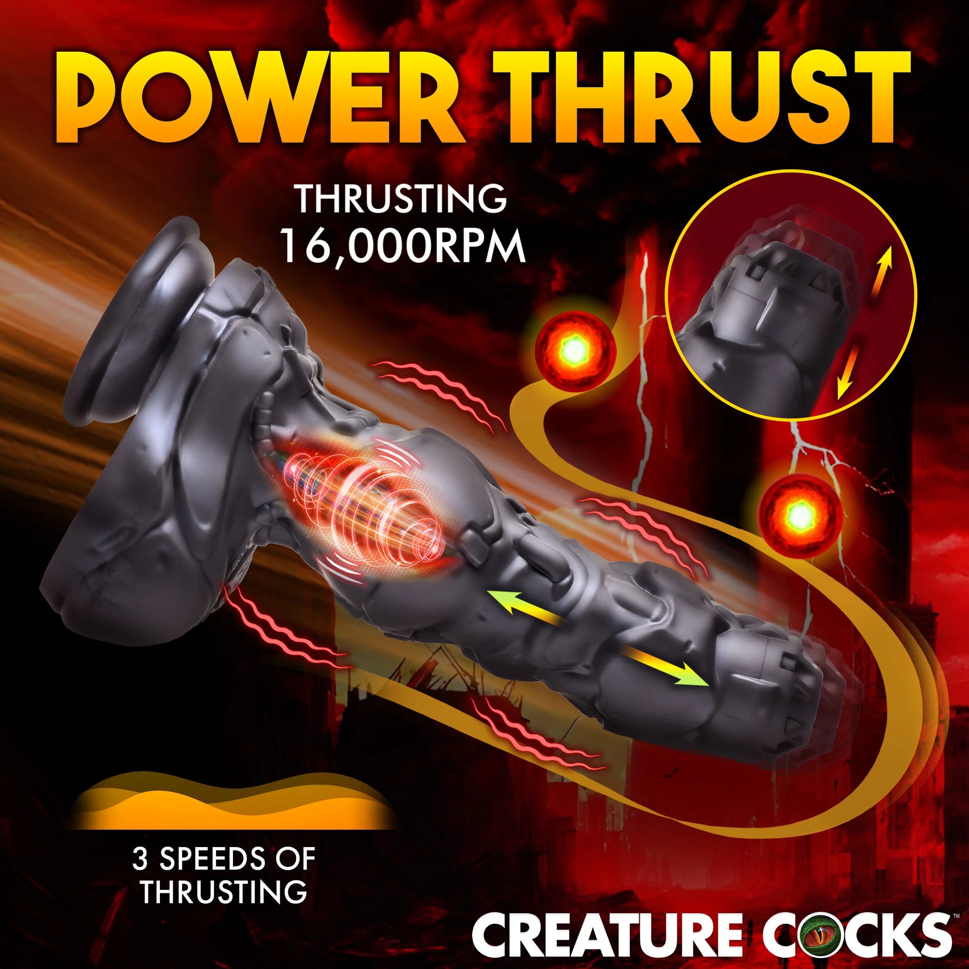 Cyborg 8.8" Thrusting & Vibrating Silicone Suction Cup Dildo By Creature Cocks