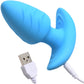 BANG! Rechargeable Rotating & Vibrating Silicone Butt Plug With Remote - Blue