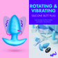 BANG! Rechargeable Rotating & Vibrating Silicone Butt Plug With Remote - Blue